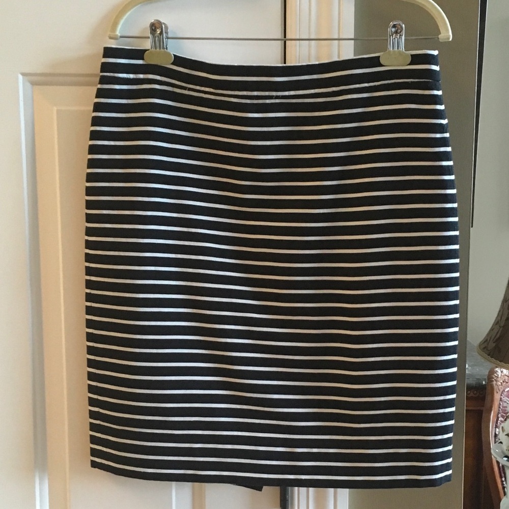 J. Crew Black and White Striped Pencil Skirt